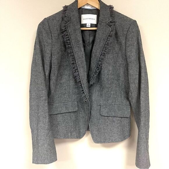 Banana Republic wool blend herringbone blazer sz8 - Picture 1 of 7